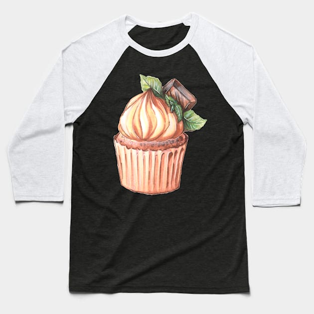 Chocolate Mint Cupcake Baseball T-Shirt by illustreline